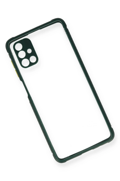 Newface Samsung Galaxy M51 Kılıf Miami Şeffaf Silikon - Koyu Yeşil resmi