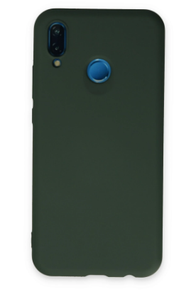Newface Huawei P20 Lite Kılıf Nano içi Kadife Silikon - Koyu Yeşil resmi