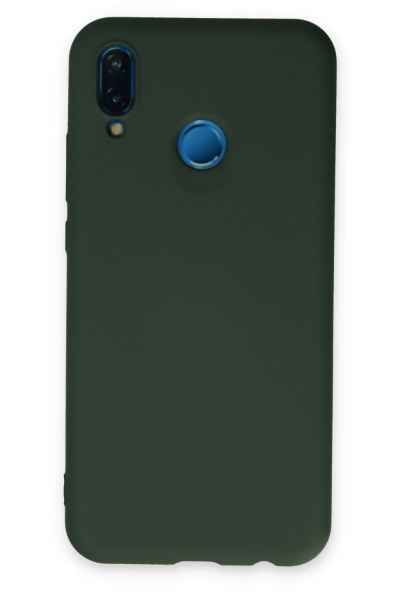 Newface Huawei P20 Lite Kılıf Nano içi Kadife Silikon - Koyu Yeşil resmi