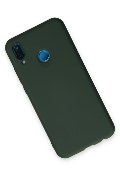 Newface Huawei P20 Lite Kılıf Nano içi Kadife Silikon - Koyu Yeşil resmi