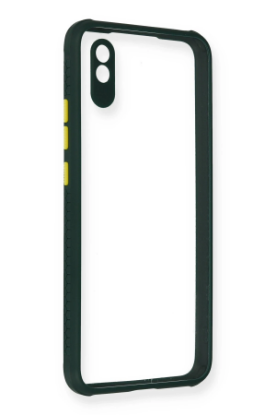 Newface Xiaomi Redmi 9A Kılıf Miami Şeffaf Silikon - Koyu Yeşil resmi