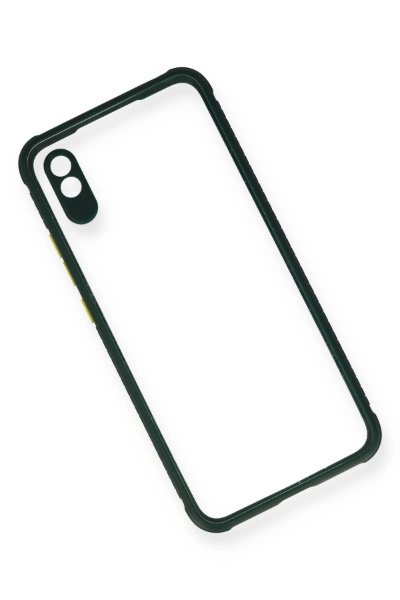 Newface Xiaomi Redmi 9A Kılıf Miami Şeffaf Silikon - Koyu Yeşil resmi