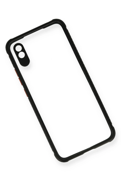 Newface Xiaomi Redmi 9A Kılıf Miami Şeffaf Silikon - Siyah resmi