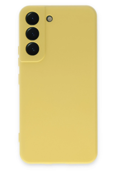 Newface Samsung Galaxy S22 Kılıf Nano içi Kadife Silikon - Sarı resmi