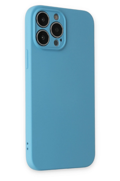 Newface iPhone 13 Pro Max Kılıf Nano içi Kadife Silikon - Mavi resmi