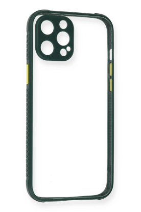 Newface iPhone 12 Pro Kılıf Miami Şeffaf Silikon - Koyu Yeşil resmi