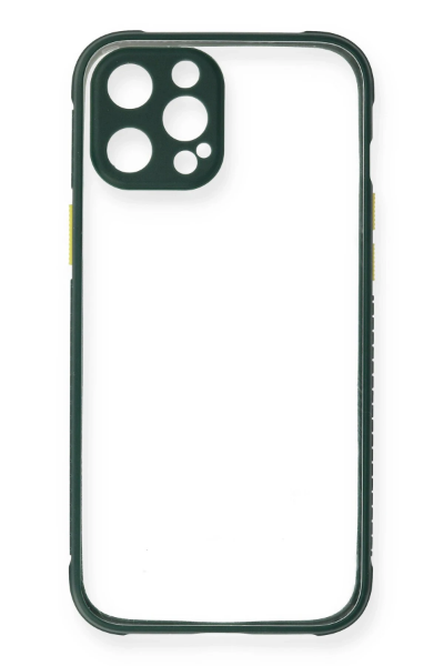 Newface iPhone 12 Pro Kılıf Miami Şeffaf Silikon - Koyu Yeşil resmi