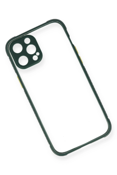 Newface iPhone 12 Pro Kılıf Miami Şeffaf Silikon - Koyu Yeşil resmi