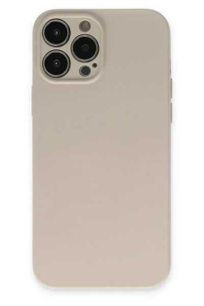 Newface iPhone 13 Pro Kılıf Nano içi Kadife Silikon - Bej resmi