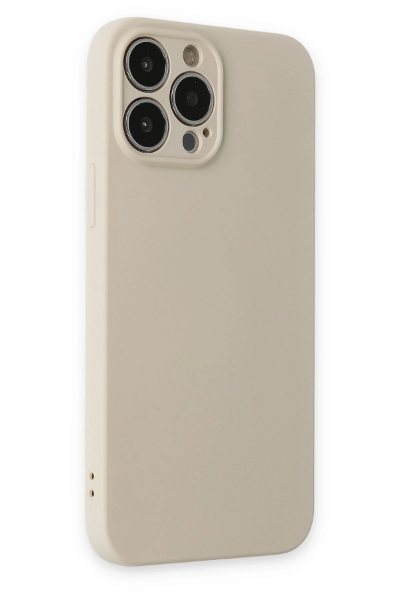 Newface iPhone 13 Pro Kılıf Nano içi Kadife Silikon - Bej resmi