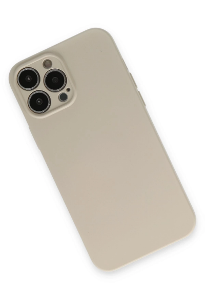 Newface iPhone 13 Pro Kılıf Nano içi Kadife Silikon - Bej resmi