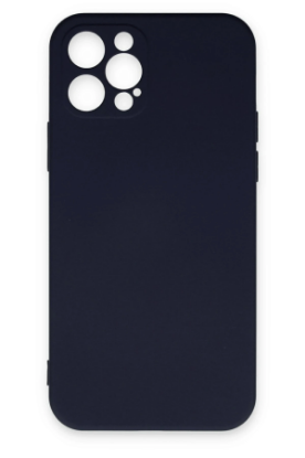 Newface iPhone 12 Pro Max Kılıf Nano içi Kadife Silikon - Lacivert resmi