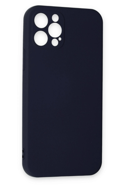 Newface iPhone 12 Pro Max Kılıf Nano içi Kadife Silikon - Lacivert resmi