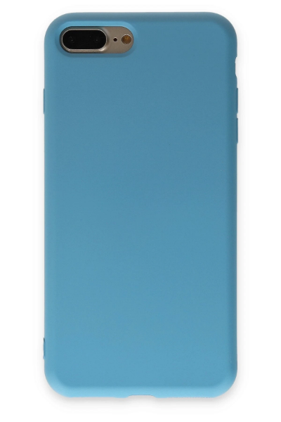 Newface iPhone 7 Plus Kılıf Nano içi Kadife Silikon - Mavi resmi