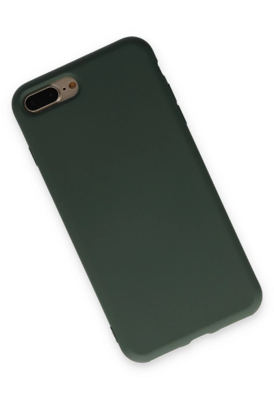 Newface iPhone 7 Plus Kılıf Nano içi Kadife Silikon - Koyu Yeşil resmi
