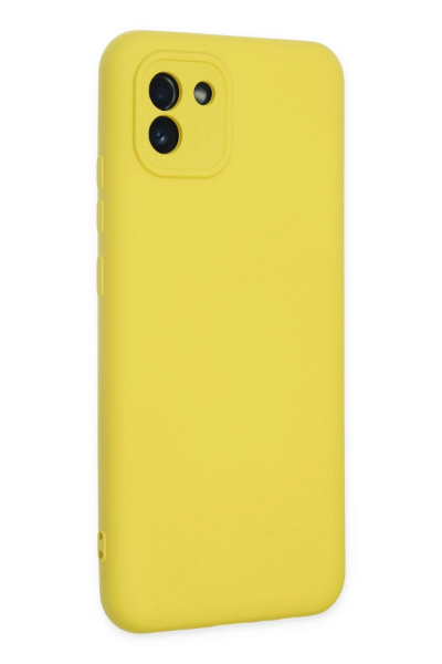 Newface Samsung Galaxy A03 Kılıf Nano içi Kadife Silikon - Sarı resmi