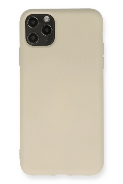 Newface iPhone 11 Pro Max Kılıf Nano içi Kadife Silikon - Bej resmi
