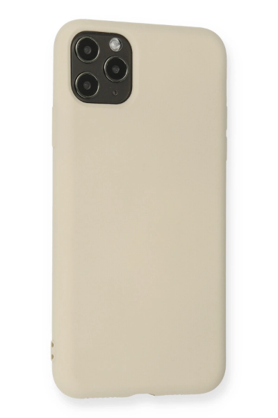 Newface iPhone 11 Pro Max Kılıf Nano içi Kadife Silikon - Bej resmi
