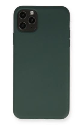 Newface iPhone 11 Pro Max Kılıf Nano içi Kadife Silikon - Koyu Yeşil resmi