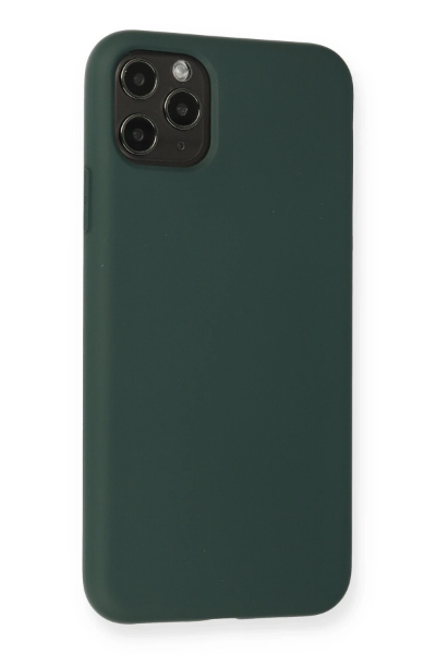 Newface iPhone 11 Pro Max Kılıf Nano içi Kadife Silikon - Koyu Yeşil resmi