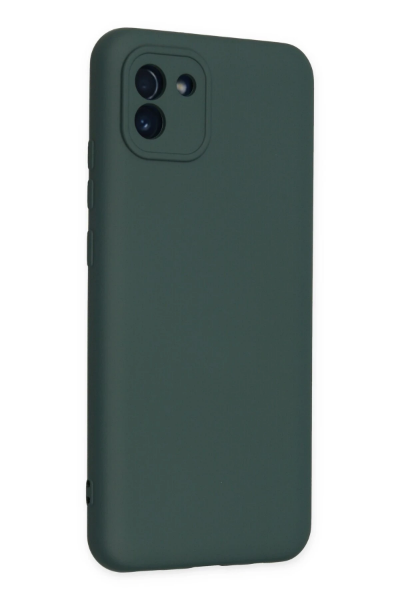 Newface Samsung Galaxy A03 Kılıf Nano içi Kadife Silikon - Koyu Yeşil resmi