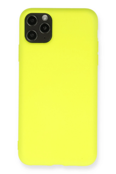 Newface iPhone 11 Pro Max Kılıf Nano içi Kadife Silikon - Sarı resmi