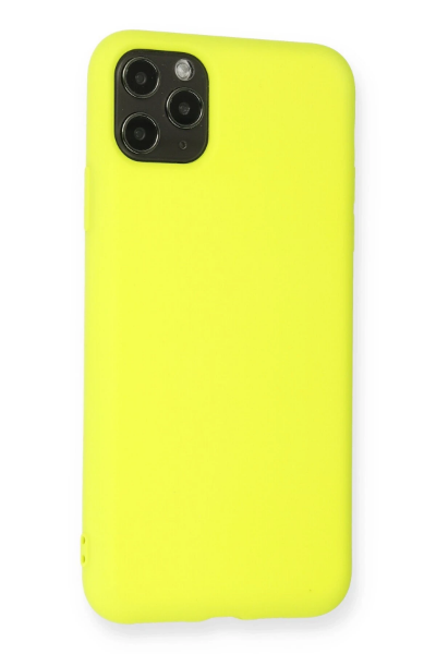 Newface iPhone 11 Pro Max Kılıf Nano içi Kadife Silikon - Sarı resmi