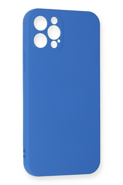 Newface iPhone 12 Pro Max Kılıf Nano içi Kadife Silikon - Mavi resmi