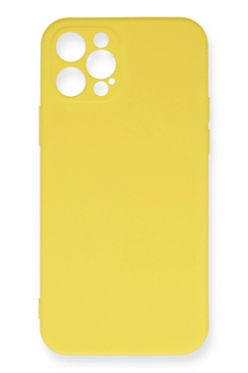 Newface iPhone 12 Pro Max Kılıf Nano içi Kadife Silikon - Sarı resmi