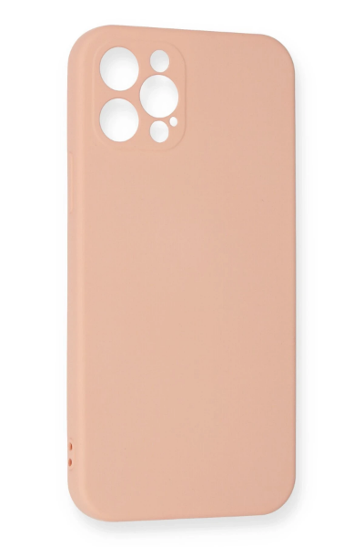 Newface iPhone 12 Pro Max Kılıf Nano içi Kadife Silikon - Pudra resmi
