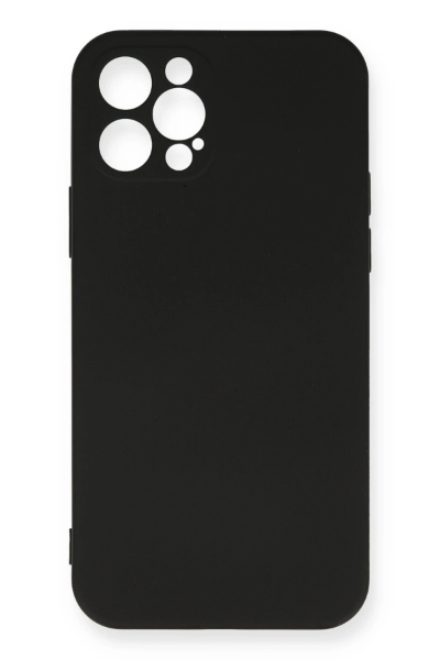 Newface iPhone 12 Pro Max Kılıf Nano içi Kadife Silikon - Siyah resmi