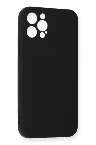 Newface iPhone 12 Pro Max Kılıf Nano içi Kadife Silikon - Siyah resmi
