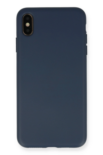 Newface iPhone XS Max Kılıf Nano içi Kadife Silikon - Lacivert resmi