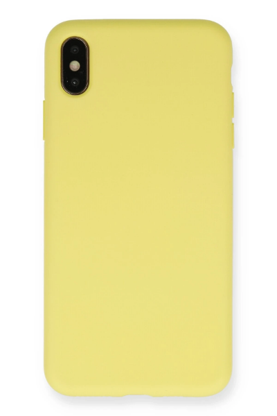 Newface iPhone XS Max Kılıf Nano içi Kadife Silikon - Mat Sarı resmi