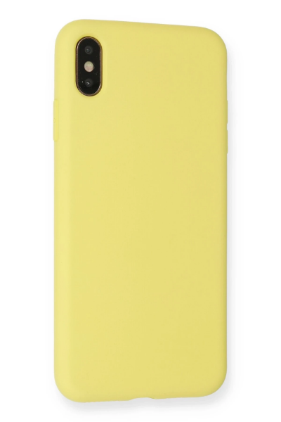 Newface iPhone XS Max Kılıf Nano içi Kadife Silikon - Mat Sarı resmi