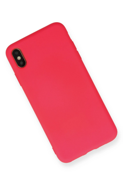 Newface iPhone XS Max Kılıf Nano içi Kadife Silikon - Koyu Pembe resmi
