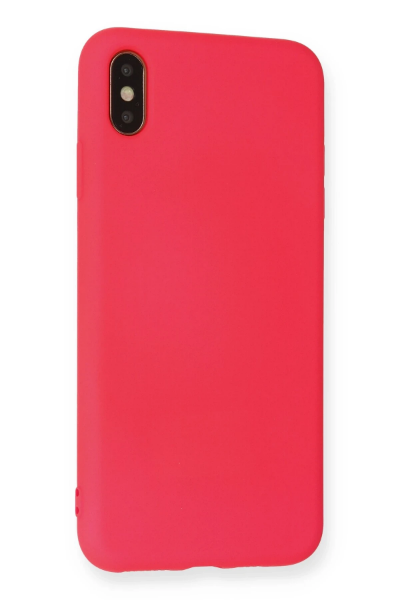 Newface iPhone XS Max Kılıf Nano içi Kadife Silikon - Koyu Pembe resmi