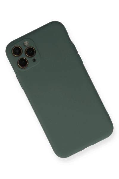 Newface iPhone 11 Pro Kılıf Nano içi Kadife Silikon - Koyu Yeşil resmi