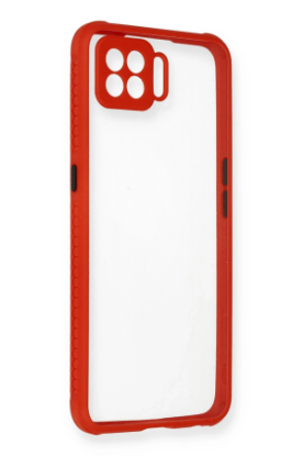 Newface Oppo Reno 4 Lite Kılıf Miami Şeffaf Silikon - Kırmızı resmi