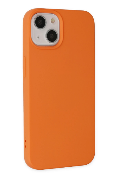 Newface iPhone 14 Plus Kılıf Nano içi Kadife Silikon - Turuncu resmi
