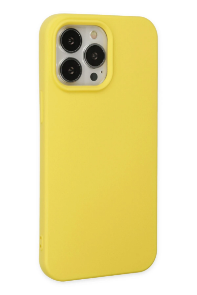 Newface iPhone 14 Pro Kılıf Nano içi Kadife Silikon - Sarı resmi