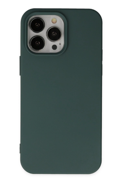 Newface iPhone 14 Pro Kılıf Nano içi Kadife Silikon - Koyu Yeşil resmi