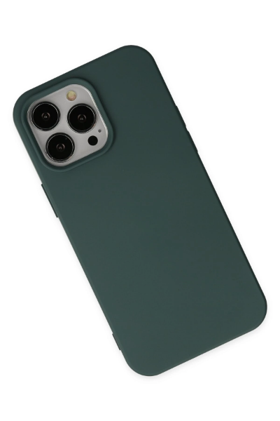 Newface iPhone 14 Pro Kılıf Nano içi Kadife Silikon - Koyu Yeşil resmi