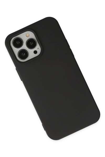 Newface iPhone 14 Pro Max Kılıf Nano içi Kadife Silikon - Siyah resmi