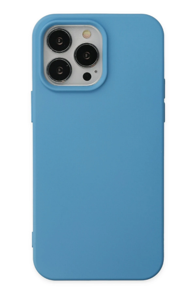 Newface iPhone 14 Pro Max Kılıf Nano içi Kadife Silikon - Mavi resmi