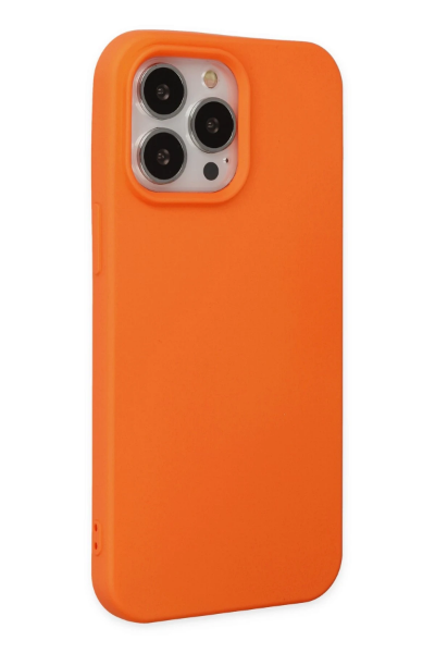 Newface iPhone 14 Pro Max Kılıf Nano içi Kadife Silikon - Turuncu resmi