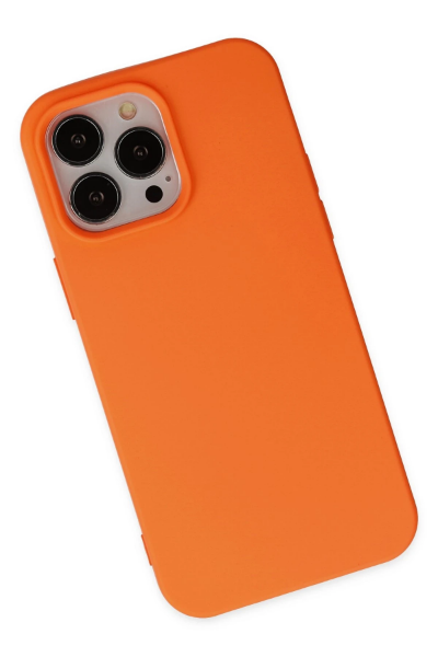 Newface iPhone 14 Pro Max Kılıf Nano içi Kadife Silikon - Turuncu resmi