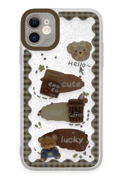 Newface iPhone 11 Kılıf Sweet Desenli Silikon Kapak - Şeffaf resmi