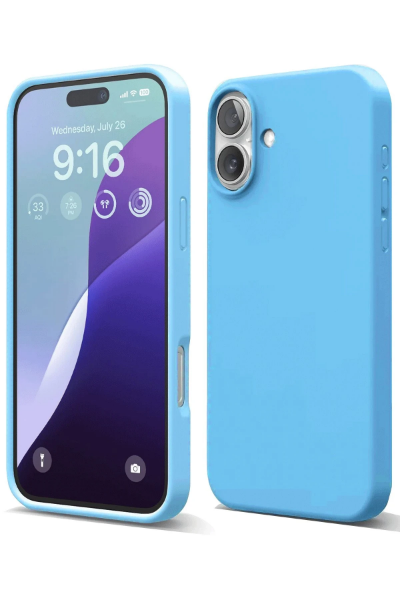 Newface iPhone 16 Plus Kılıf Nano içi Kadife Silikon - Mavi resmi