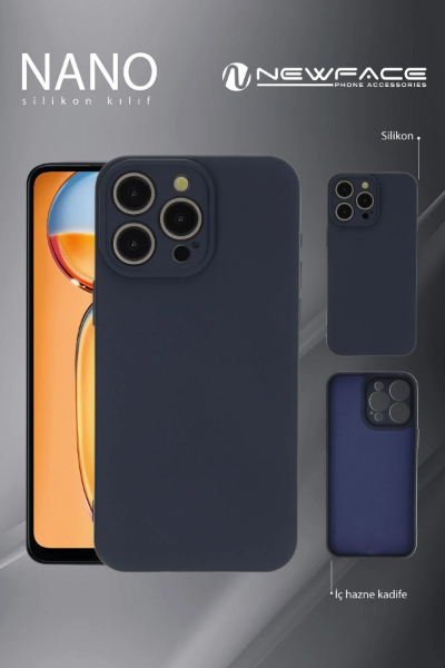 Newface iPhone 16 Pro Kılıf Nano içi Kadife Silikon - Lacivert resmi
